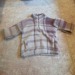 Reflex cropped Sherpa plaid pullover size M